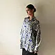 cream and indigo ajrakh cotton shirt eclectic pictogram graphic block print hand block printed relaxed fit shirt men women unisex sustainable fashion