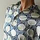 cream and indigo ajrakh cotton shirt large circular chand moon block print hand block printed relaxed fit artisanal shirt men women unisex sustainable fashion