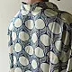 cream and indigo ajrakh cotton shirt large circular chand moon block print hand block printed relaxed fit artisanal shirt men women unisex sustainable fashion