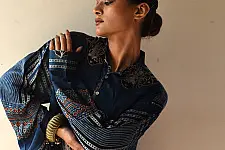 Itr . इत्र | Indigo Modal Silk Shirt - Neel| Unisex