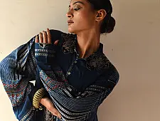 Itr . इत्र | Indigo Modal Silk Shirt - Neel| Unisex