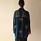 deep indigo blue ajrakh shirt large circular chand-buti moon medallion block print striped back yoke hand block printed relaxed fit artisanal shirt men women unisex