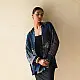 deep indigo blue ajrakh shirt large circular chand-buti moon medallion block print striped back yoke hand block printed relaxed fit artisanal shirt men women unisex