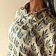 cream and indigo ajrakh cotton shirt floral bud buti block print hand block printed relaxed fit artisanal shirt men women unisex sustainable fashion