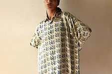 Itr . इत्र | Indigo Modal Silk Shirt - Bloom | Unisex