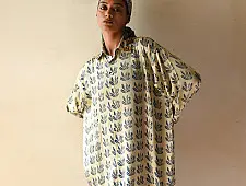 Itr . इत्र | Indigo Modal Silk Shirt - Bloom | Unisex