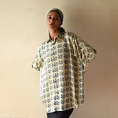 Itr . इत्र | Indigo Modal Silk Shirt - Bloom | Unisex
