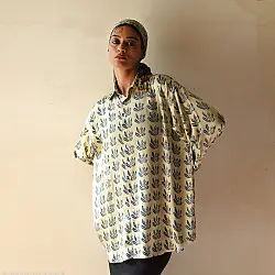 Itr . इत्र | Indigo Modal Silk Shirt - Bloom | Unisex