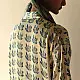 cream and indigo ajrakh cotton shirt floral bud buti block print hand block printed relaxed fit artisanal shirt men women unisex sustainable fashion