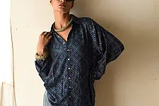 Itr . इत्र | Indigo Modal Silk Shirt - Pixel | Unisex