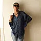 deep indigo blue ajrakh cotton shirt geometric diamond jaal block print madder red accents hand block printed relaxed fit artisanal shirt men women unisex sustainable fashion