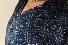 Itr . इत्र | Indigo Modal Silk Shirt - Pixel | Unisex