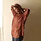 terracotta red and brown ajrakh cotton shirt vertical striped block print hand block printed relaxed fit artisanal shirt men women unisex sustainable fashion