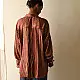 terracotta red and brown ajrakh cotton shirt vertical striped block print hand block printed relaxed fit artisanal shirt men women unisex sustainable fashion