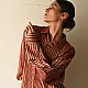 terracotta red and brown ajrakh cotton shirt vertical striped block print hand block printed relaxed fit artisanal shirt men women unisex sustainable fashion