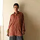 terracotta red and brown ajrakh cotton shirt vertical striped block print hand block printed relaxed fit artisanal shirt men women unisex sustainable fashion