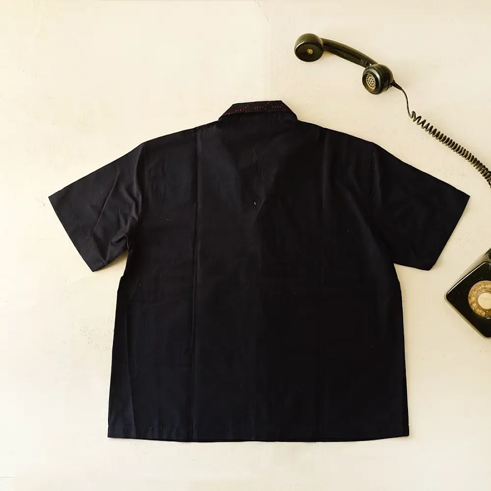  Tangaliya Handwoven Shirt in Black colour