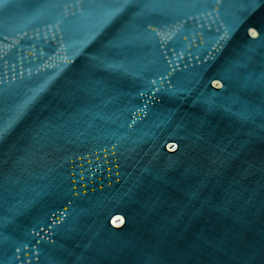 buy Tangaliya Handwoven Unisex Shirt Blue colour