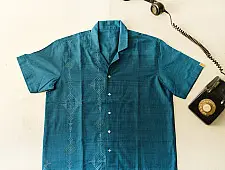 Handwoven Tangaliya Shirt ~ Unisex | Blue | Free Size