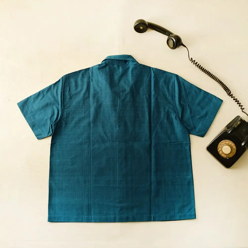 buy Tangaliya Handwoven Unisex Shirt Blue colour