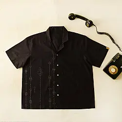 Handwoven Tangaliya Shirt ~ Unisex | Black with white dots