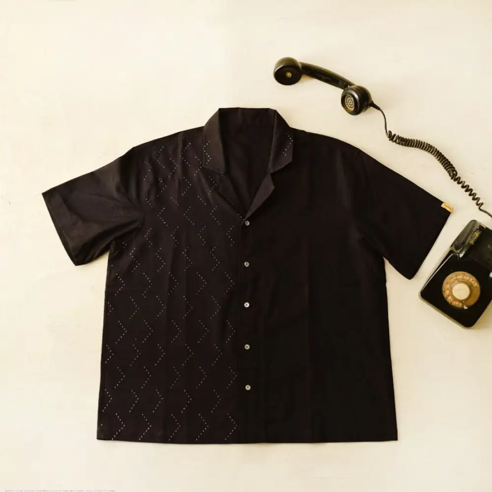  Tangaliya Handwoven Shirt in Black colour