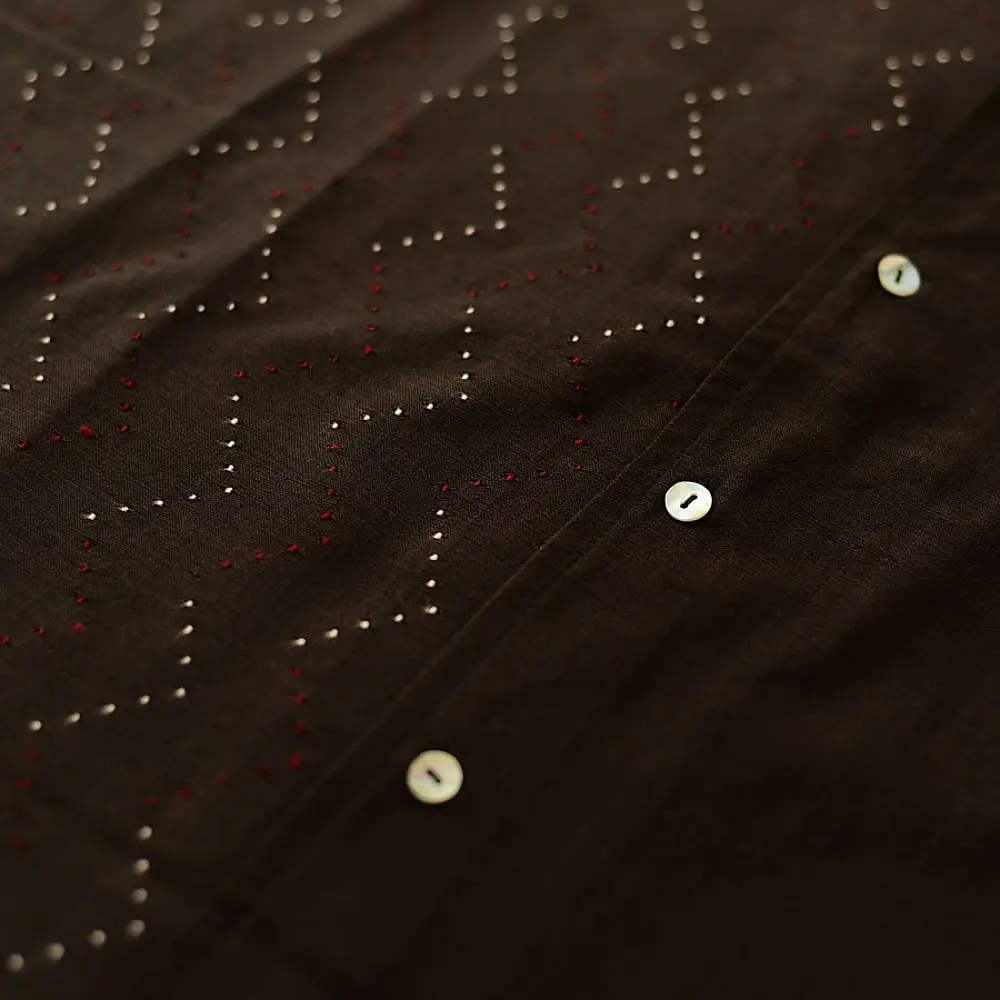  Tangaliya Handwoven Shirt in Black colour