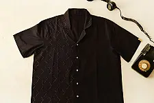 Tangaliya Handwoven Shirt ~ Unisex | Free Size | Black 