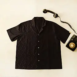 Tangaliya Handwoven Shirt ~ Unisex | Free Size | Black 