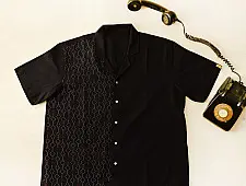Handloom Tangaliya  Shirt ~ Unisex | Free Size | Black 