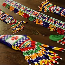 Shubh - Labh ⁂ Glass Bead  Temple ⁂ Temple Toran ( Set of Three ) new