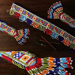 Shubh - Labh ⁂ Handmade Bead Temple Toran - Set of Three