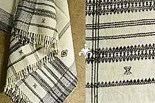 Salt Deserts of Kutch | Kutchi Bhujodi Hand-spun Raw Woollen Shawl - Cream