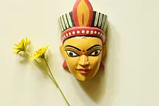 Handmade Wooden Mask - Tribal Woman (C)