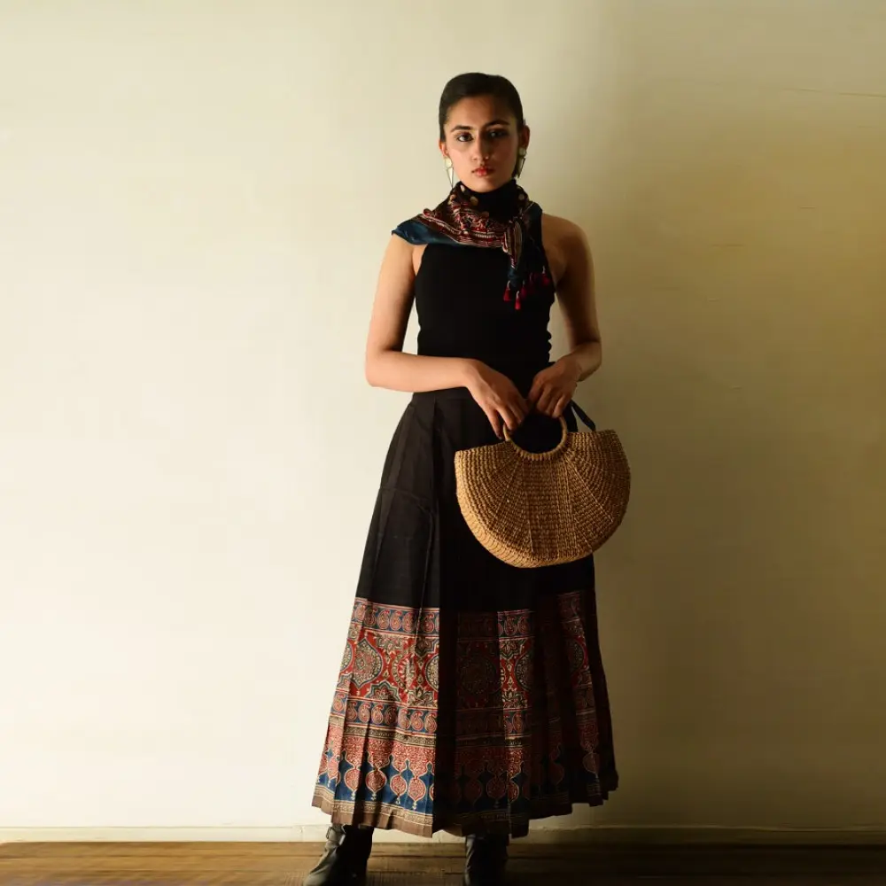 shop Ajrakh Prints ~ Wrap Around Pure Cotton Skirt