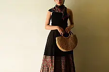 Flowers in a River : Ajrakh Prints Wrap Around Skirt