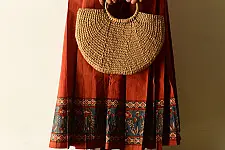 Flowers in a River : Ajrakh Printed Wrap Around Skirt | Pure Cotton