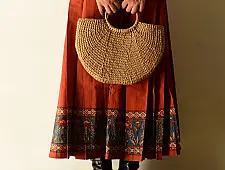 Flowers in a River : Ajrakh Printed Wrap Around Skirt | Pure Cotton
