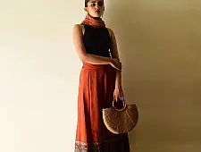 Flowers in a River : Ajrakh Printed Wrap Around Skirt | Pure Cotton