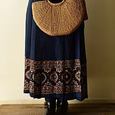 Flowers in a River : Ajrakh Wrap Around Skirt | Natural Dyed Flowers in a River : Ajrakh Wrap Around Skirt | Natural Dyed