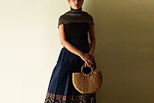 Flowers in a River : Ajrakh Wrap Around Skirt | Natural Dyed