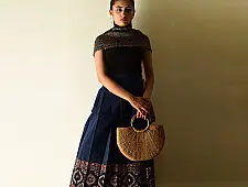 Flowers in a River : Ajrakh Wrap Around Skirt | Natural Dyed