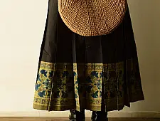 Flowers in a River : Cotton Wrap Around Skirt - Natural Dyed | Ajrakh Print