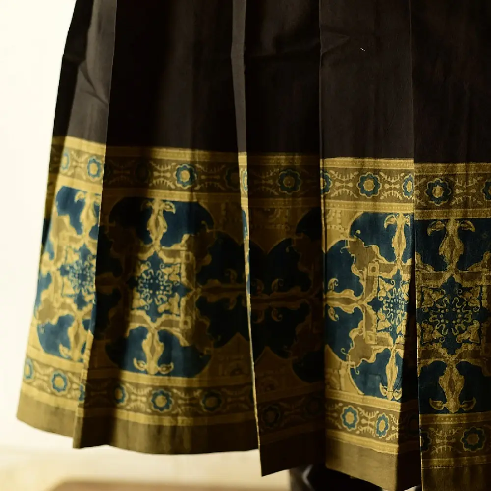 shop Ajrakh Printed Wrap Around Cotton Skirt - Natural Dyed