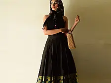 Flowers in a River : Cotton Wrap Around Skirt - Natural Dyed | Ajrakh Print