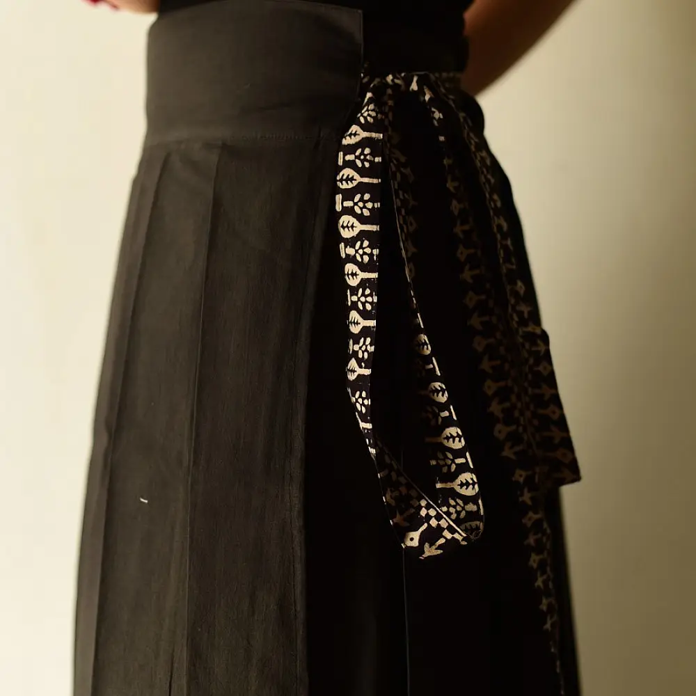 shop Ajrakh Printed Wrap Around Cotton Skirt - Natural Dyed