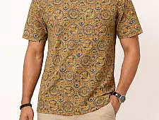 Vegetable colors Ajrakh Cotton T-shirt