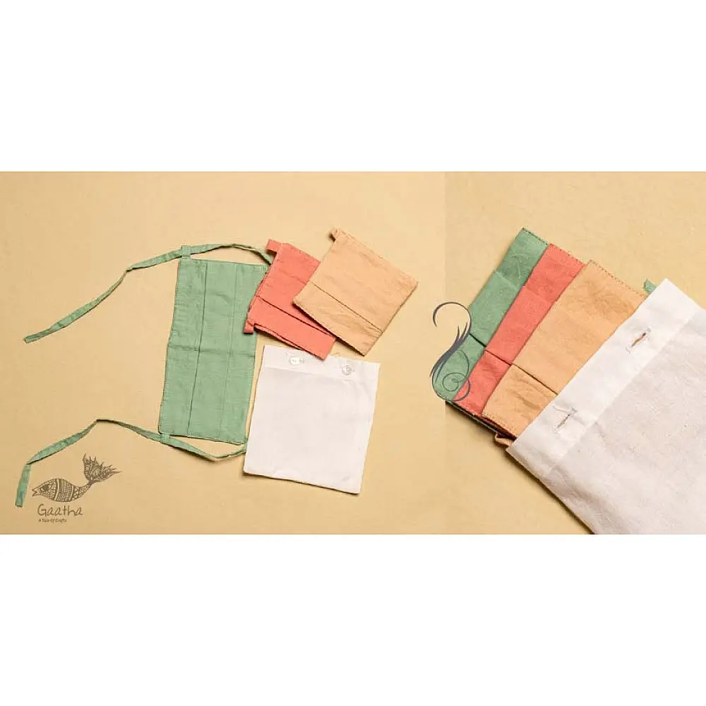 Be safe & stylish ✜ Solid Colour Cotton Mask ( Set of 3 with Pouch ) ✜ D