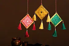 Venu . वेणु | Patang Handcrafted Bamboo Door / Wall Hanging - Set of 3