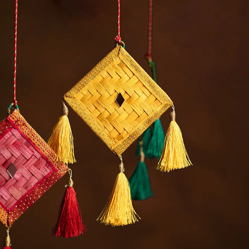 Venu . वेणु | Patang Handcrafted Bamboo Door / Wall Hanging - Set of 3